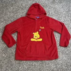 Vintage Women’s Fleece Winnie the Pooh Red Embroidered Fleece Hoodie‎ Size XL